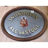 Breweriana, oval shaped Ind Coope's Ale's and Stout mirror with transfer printed decoration and