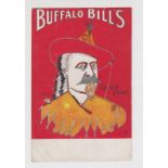 Postcard, Buffalo Bill's Fantasy Head, Col W.F. Cody by P F Richie (some age toning, unused, gd) (