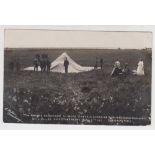 Postcard, Wiltshire, Aviation, RP showing Aeroplane crash, 5 July 1912, near Stonehenge by Fuller (