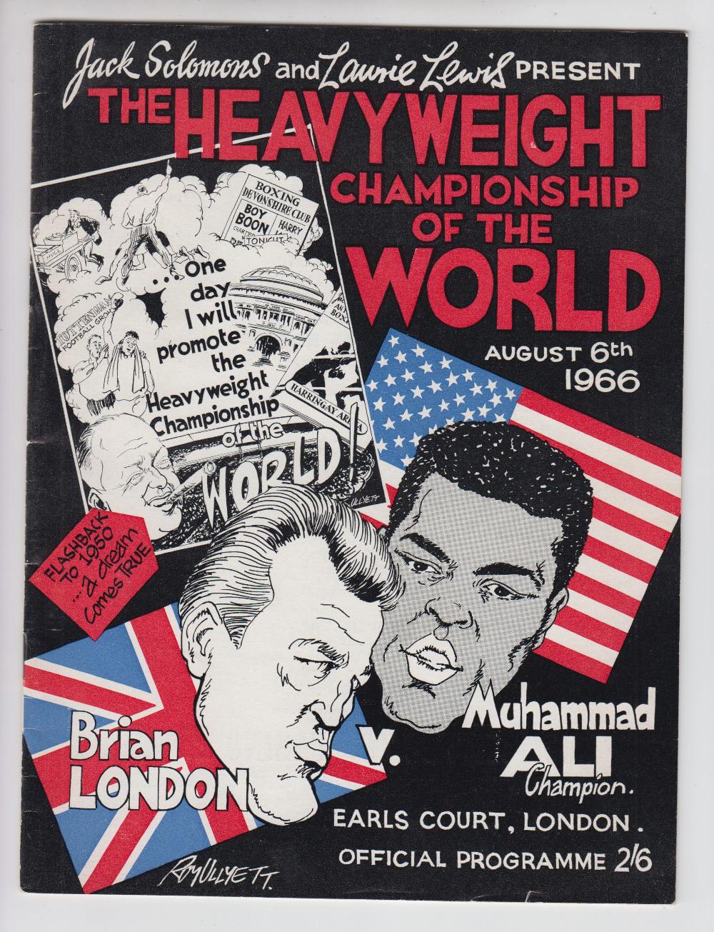 Boxing programme, Muhammad Ali v Brian London, 6 Aug 1966, Heavyweight Championship of the World,