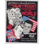 Boxing programme, Muhammad Ali v Brian London, 6 Aug 1966, Heavyweight Championship of the World,