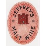 Beer label, Jeffrey's, Edinburgh, vo, Malt Wine label, 88mm high (fair, marks to back, sl grubby) (