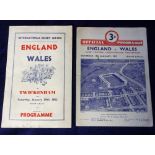 Rugby Union programmes, England v Wales, 19 January 1952 at Twickenham, Official programme plus