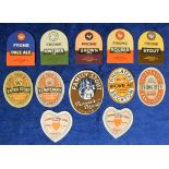 Beer labels, a selection of 12 labels, inc. one duplicate, various shapes and sizes, Inc. 5