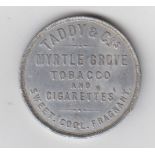 Tobacco issue, Taddy, 1895 medallion with calendar to one side & advert for Myrtle Grove Tobacco &