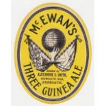 Beer label, McEwan's, Edinburgh, vo, Three Guinea Ale bottled by Alexander S Smith, Arbroath, (