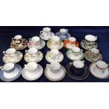 Collectables, 17 coffee cans and saucers to include Royal Worcester, Wedgwood, Adderleys, Crown