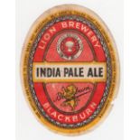 Beer label, Matthew Brown, Blackburn, India Pale Ale, vo, (sl piece missing r.h. side, fair) (1)