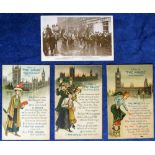 Postcards, a selection of 4 Suffragette cards inc. London Life RP 10513-71, 'Arrest of a Militant