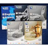 Rugby Union, 5 programmes from the 2011 World Cup played in New Zealand all later stage matches,