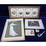 Collectables sport, 4 Victorian Christmas prints mounted in a single frame depicting archery,