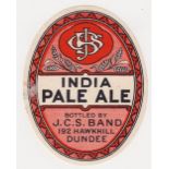 Beer label, J.C.S. Brand IPA , vo , bottled by J C S Band, Dundee, (sl blemish to left hand side,