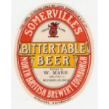 Beer label, J Somerville & Co Ltd, Edinburgh, vo, Bitter Table Beer bottled by W Marr,