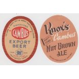 Beer label's, Robert Knox, Cambus, two different vo's, Export Beer (with collectors stamp on