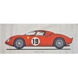 Motor sport, original 1960s silk screen poster showing Ferrari 250LM, rolled, size approx. 150cm x