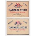 Beer labels, J Young & Co, Musselburgh, Scotland, horizontal rectangular, 2 Oatmeal Stout labels