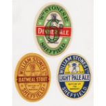 Beer labels, William Stones Ltd, Sheffield, vo's, Dinner Ale, Oatmeal Stout, Light Pale Ale, (vg) (