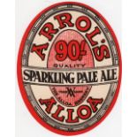 Beer label, Arrol's, Alloa, Sparkling Pale Ale, 96mm high, vo, (vg) (1)