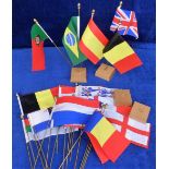 Football, a collection of 22 table flags for various 1990s international football competitions