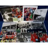 Football press photographs, selection of b/w and colour press photos, various sizes, a mixture of