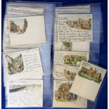 Postcards, a collection of 45 early coloured court-sized cards pub by the Pictorial Stationery