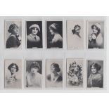 Cigarette cards, Major Drapkin, Actresses (Anon), plain backs (10/12) (gd)