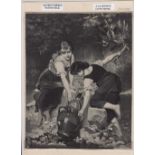 Trade silk, Neyret Freres, silk picture, 'A La Source' (At the spring) by E. Munier (25cm x 20cm) (