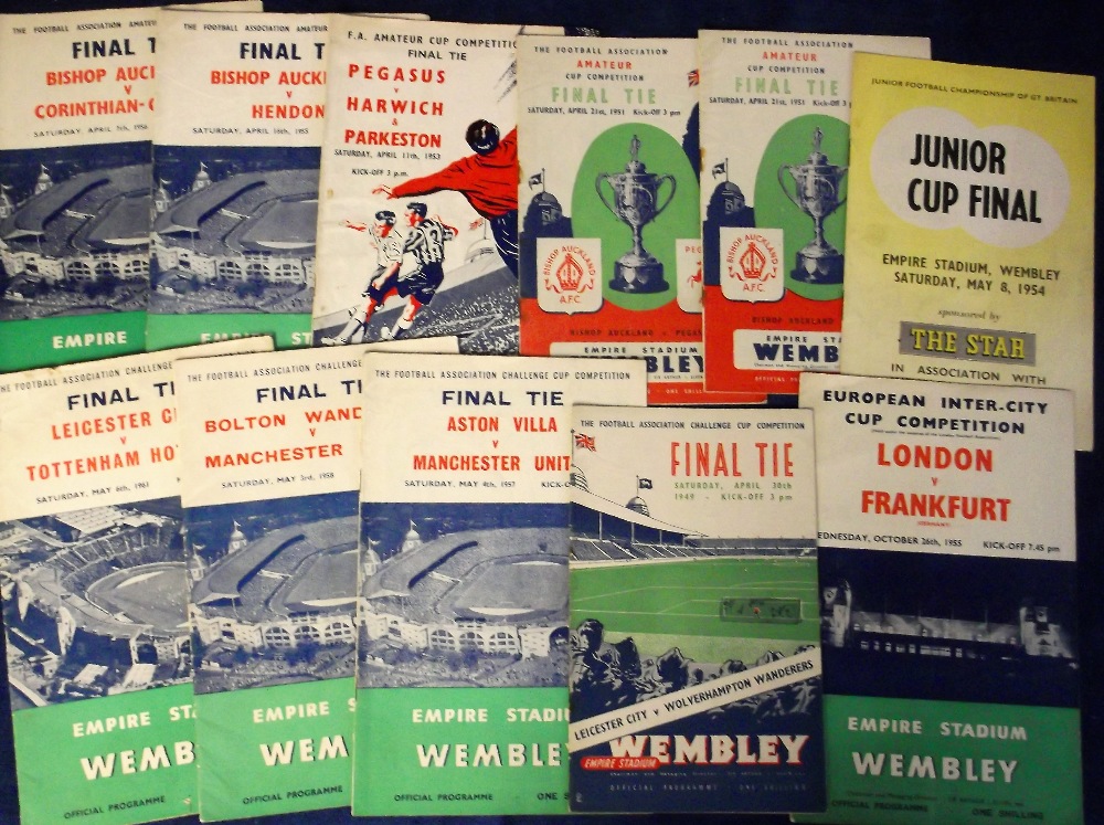 Football programmes, Wembley big issues, 11 programmes, four FA Cup Finals Leicester v Wolves