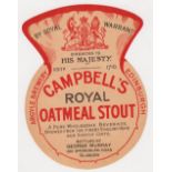Beer label, Campbell's, Edinburgh, Royal Oatmeal Stout bottled by George Murray, Glasgow, thistle