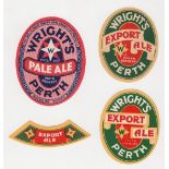 Beer labels, John Wright & Co, Perth, Martin's Strong Ale, 3 different oval labels and neck strap (