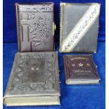 Photographs, 3 large and 1 small, attractive, Victorian leather covered photograph albums some