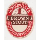 Beer label, J Somerville & Co Ltd, Edinburgh, vo, Brown Stout, (edge damage, fair) (1)