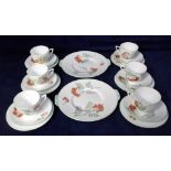 Collectables, early 20th century pretty rose pattern china comprising 11 plates, 2 tazzas and 1