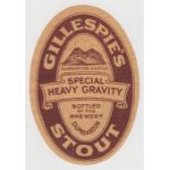 Beer label, Gillespie's, Dumbarton, vo, Special Heavy Gravity, 75mm high, (gd) (1)