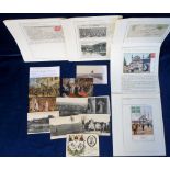 Postcards/postal history, a selection of items inc. some mounted on album pages and written-up, inc.