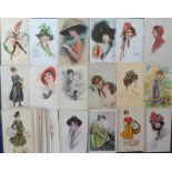 Postcards, artist-drawn Glamour, all showing Female's inc. WW1 'Aux Allies' (7) by F Chamonin,