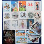 Postcards, an Art Deco Glamour and Children art mix of 27 cards, artists include E Drot (6),