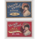 Trade cards, 4 cards, 2 postcard sized adverts for 'Dainty Dinah' Toffee, a card for Park Royal