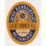 Beer label, Jude Hanbury & Co, Wateringbury, Light Dinner Ale, vo, 101mm high, (gd) (1)