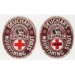 Beer labels, Robert Deuchar's, Edinburgh, vo's, Nourishing Oatmeal Stout with Nurse, (gd) (2