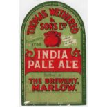 Beer label, Thomas Wethered & Sons Ltd, Marlow, India Pale Ale, arched, 100mm high, (fair) (1)