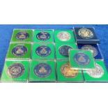 Football medallions, a collection of 13 cased football medallions, Littlewoods Challenge Cup Final