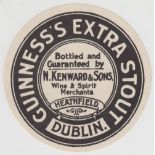 Beer label, Guinness circular label, 68mm high, bottled by N Kenward & Sons, Heathfield (gd/vg) (1)