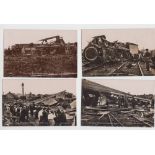 Postcards, Norfolk, 4 detailed RP's showing scenes from the Cromer Express Train Disaster 12 July