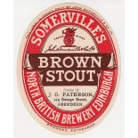 Beer label, J Somerville & Co Ltd, Edinburgh, vo, Brown Stout bottled by J G Paterson, Aberdeen, (