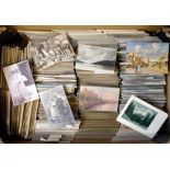 Postcards, a large quantity in box of 2000+ cards, Inc. France and Switzerland topographical,