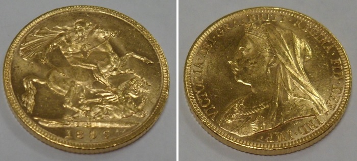 Gold Coin, GB, QV, 1897, full gold sovereign, EF (1)