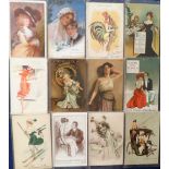 Postcards, Glamour, selection of approx 150 cards, mainly artist-drawn, some signed inc. Pretty