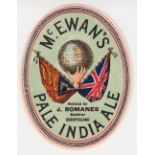Beer label, McEwan's, Edinburgh, vo, Pale India Ale, bottled by J Romanes, Burntisland, (gd) (1)