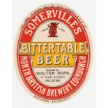 Beer label, J Somerville & Co Ltd, Edinburgh, vo, Bitter Table Beer bottled by Walter Hope,